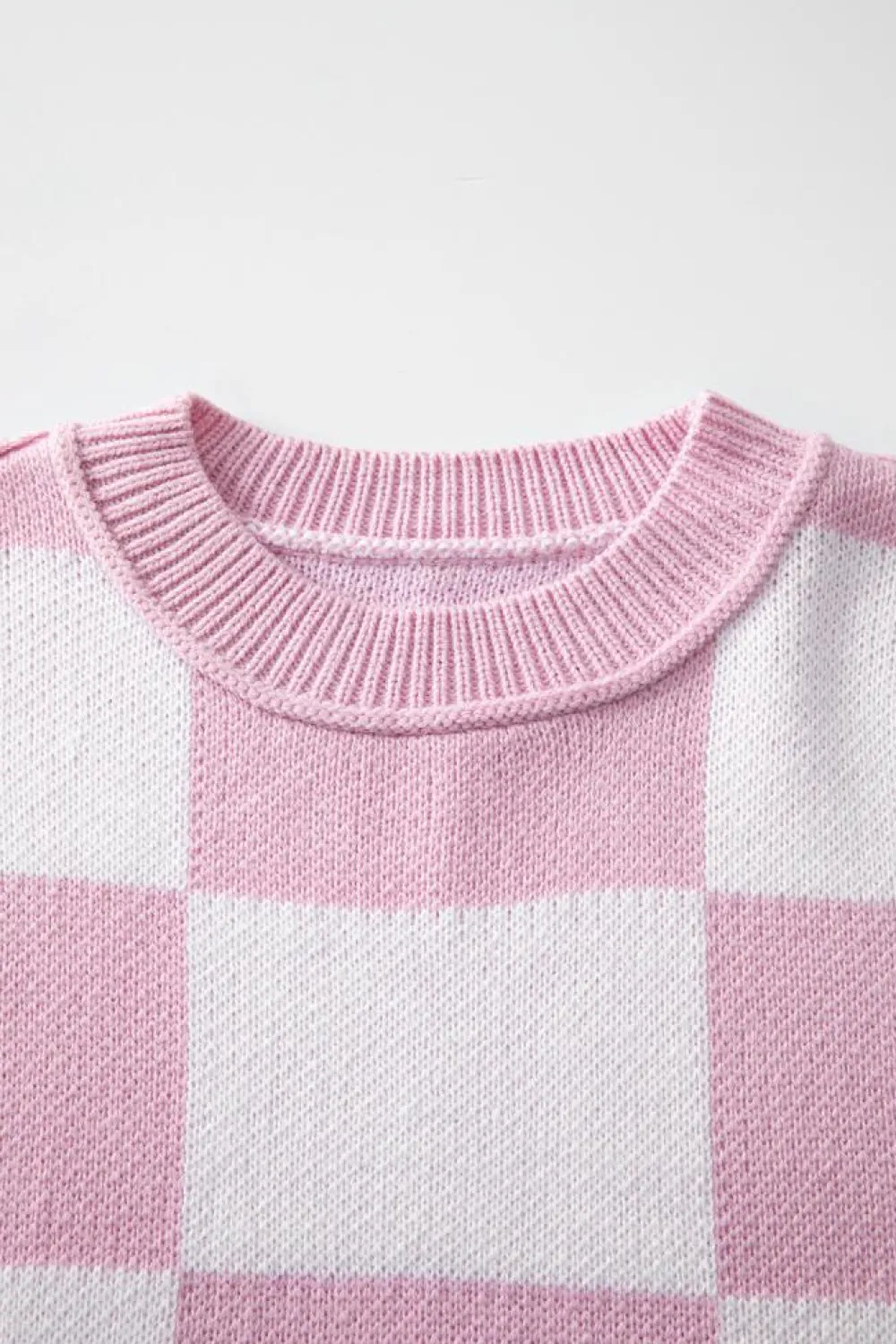 Best Dear-Lover Checkered Bishop Sleeve Sweater Pink