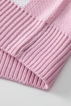 Best Dear-Lover Checkered Bishop Sleeve Sweater Pink
