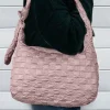 Clearance Dear-Lover Checkered Bubble Textured Zipped Large Tote Bag Pink