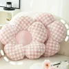 Discount Dear-Lover Checkered Flower Shape Soft Sofa Cushion Pink