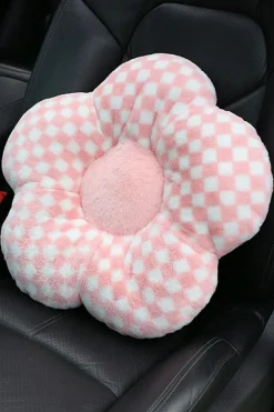 Discount Dear-Lover Checkered Flower Shape Soft Sofa Cushion Pink