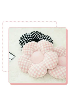 Discount Dear-Lover Checkered Flower Shape Soft Sofa Cushion Pink