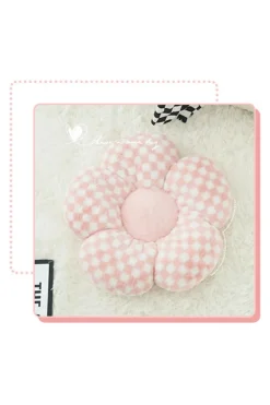 Discount Dear-Lover Checkered Flower Shape Soft Sofa Cushion Pink