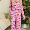 Outlet Dear-Lover Cheetah Print Shirt and Pants Pajama Set Pink