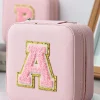 New Dear-Lover Chenille A Graphic Jewelry Case with Mirror Pink