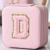 New Dear-Lover Chenille D Letter Organized Jewelry Box Pink