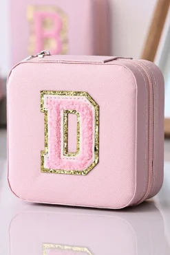 New Dear-Lover Chenille D Letter Organized Jewelry Box Pink