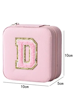 New Dear-Lover Chenille D Letter Organized Jewelry Box Pink