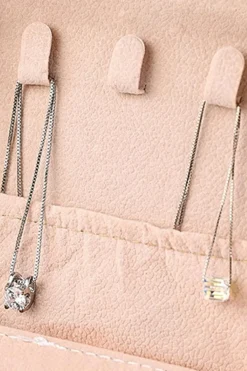 Clearance Dear-Lover Chenille Letter Square Jewelry Case with Mirror Pink