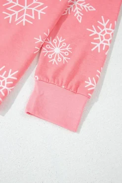 Best Dear-Lover Christmas Snowflake Print Two Piece Loungewear Pink