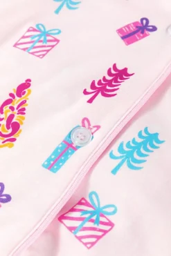 Hot Dear-Lover Christmas Twinkle Tree Print Shirt Sleep Dress Pink