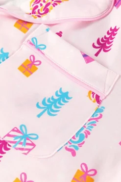 Hot Dear-Lover Christmas Twinkle Tree Print Shirt Sleep Dress Pink