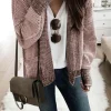 Hot Dear-Lover Chunky Waffle Knit Oversized Collar Cardigan Pink