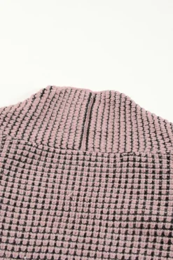 Hot Dear-Lover Chunky Waffle Knit Oversized Collar Cardigan Pink