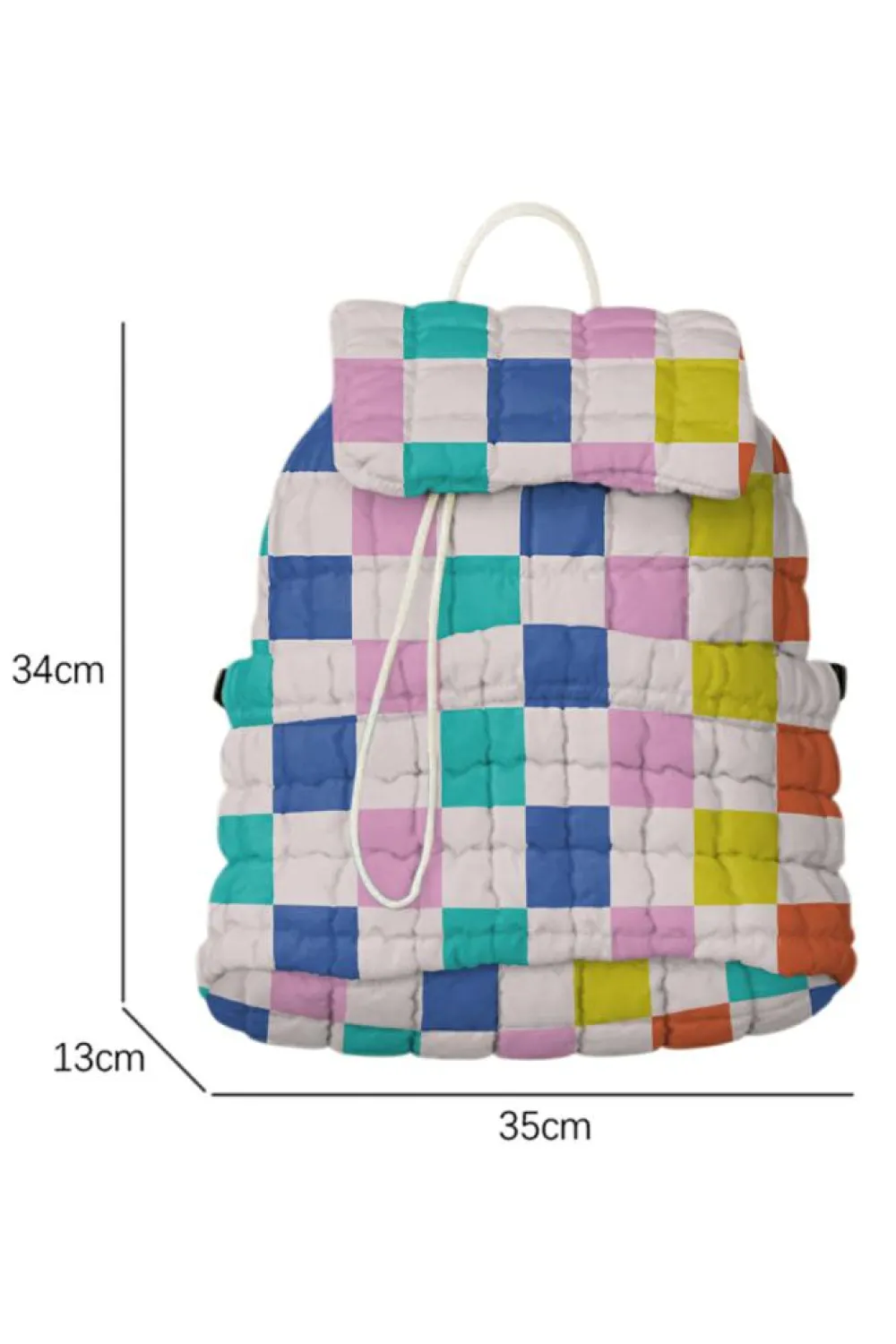 Hot Dear-Lover Color Block Checkered Quilted Flap Large Backpack Pink