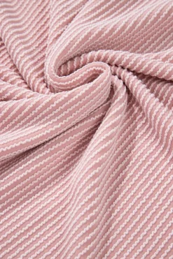 Sale Dear-Lover Color Block Patchwork Corded Knit Loose Fit Hooded Blouse Pink