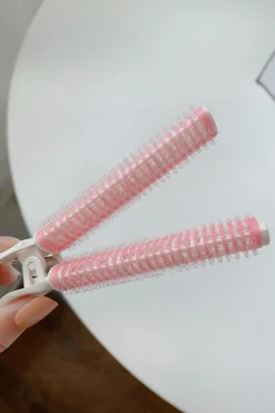 Fashion Dear-Lover Color Block Plastic Heatless Bouffant Hair Clip Pink