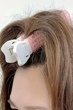 Fashion Dear-Lover Color Block Plastic Heatless Bouffant Hair Clip Pink