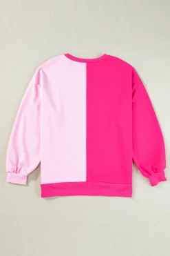 Sale Dear-Lover Color Block Sequined Cowgirl Boots Graphic Sweatshirt Pink