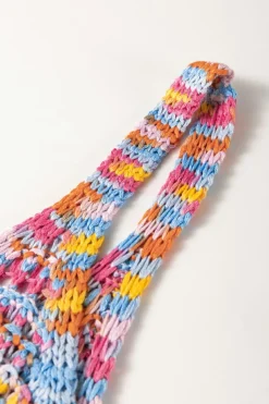 Online Dear-Lover Color Contrast Crochet Loose Fit Sweater Vest Pink