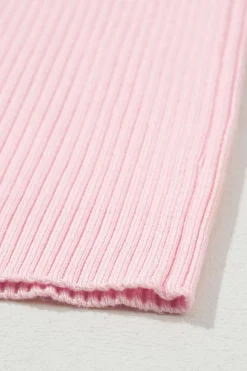 Hot Dear-Lover Colorblock Edge Ribbed Knit U Neck Tank Top Pink