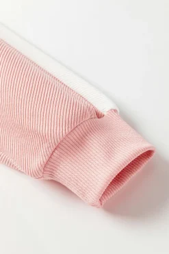 Sale Dear-Lover Colorblock Ribbed Collared Oversized Sweatshirt Pink
