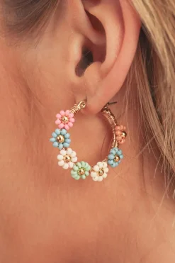 Hot Dear-Lover Colorful Flower Hoop Earrings Pink