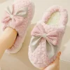 New Dear-Lover Contrast Bowknot Applique Plush Winter Slippers (Bow Colors May Differ by Batch) Pink