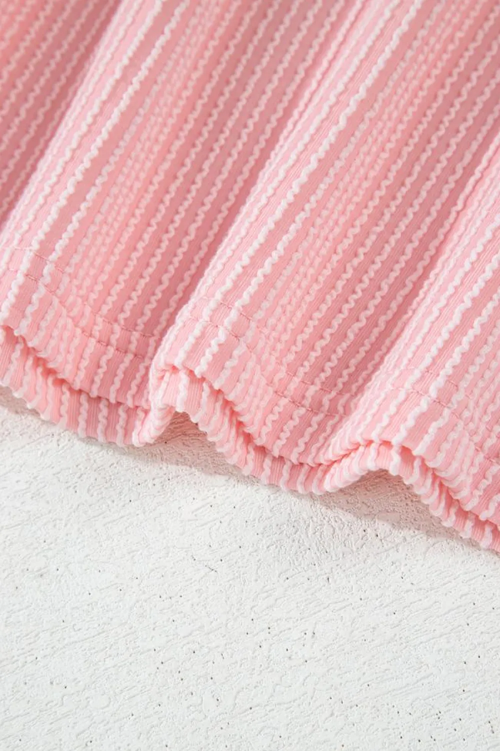 Fashion Dear-Lover Corded Colorblock Patchwork Drop Shoulder Long Sleeve Top Pink