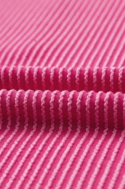 Online Dear-Lover Corded Knit Pocketed Loose Fit T Shirt Pink