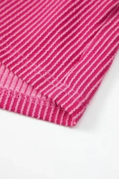 Online Dear-Lover Corded Knit Pocketed Loose Fit T Shirt Pink