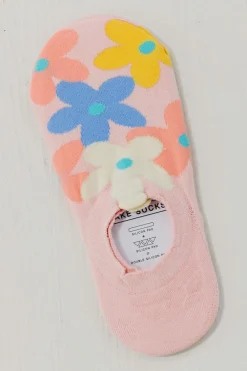 Outlet Dear-Lover Cute Floral Print No Show Socks Pink