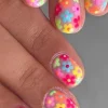 Hot Dear-Lover Cute Flowers Print Press On False Nails Pink