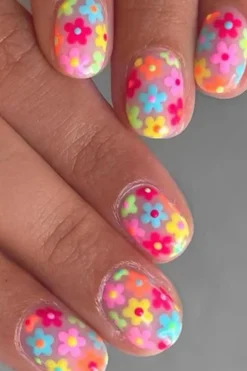 Hot Dear-Lover Cute Flowers Print Press On False Nails Pink