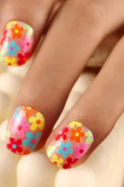 Hot Dear-Lover Cute Flowers Print Press On False Nails Pink