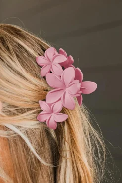 Outlet Dear-Lover 3D Flower Plastic Resin Hair Claw (Slight Color Variations) Pink