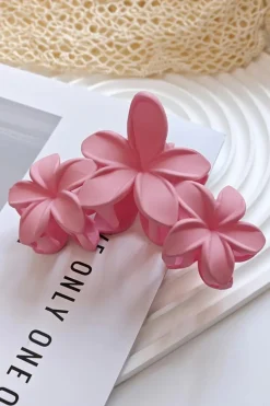 Outlet Dear-Lover 3D Flower Plastic Resin Hair Claw (Slight Color Variations) Pink