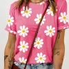 Outlet Dear-Lover Daisy Printed Crewneck T Shirt Pink