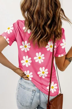 Outlet Dear-Lover Daisy Printed Crewneck T Shirt Pink