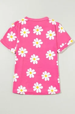 Outlet Dear-Lover Daisy Printed Crewneck T Shirt Pink