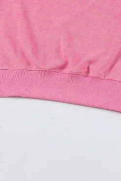 Outlet Dear-Lover Drop Shoulder Ribbed Trim Oversized Sweatshirt Pink