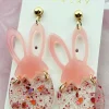Outlet Dear-Lover Easter Bunny Glitter Acrylic Stud Earrings Pink