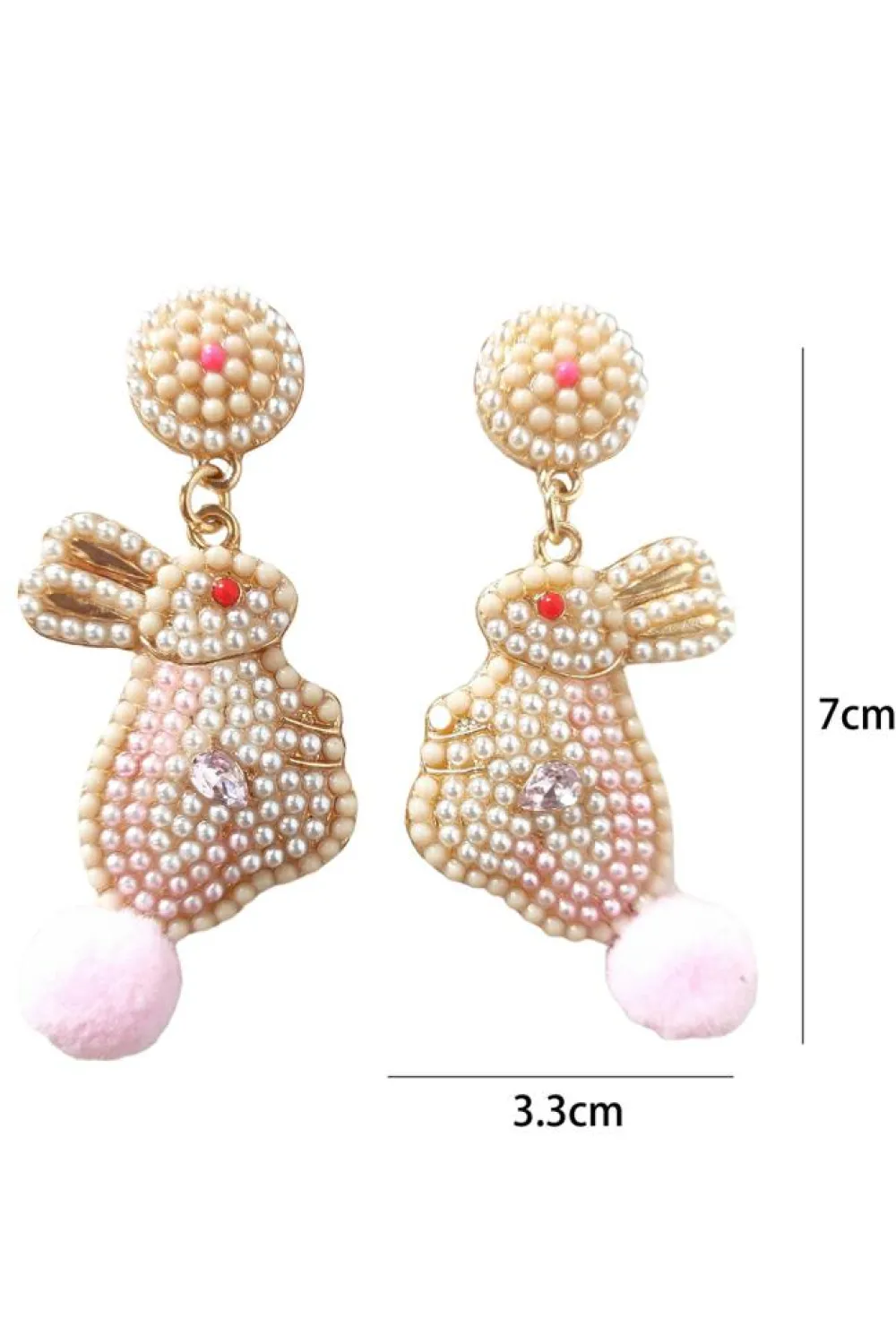 Discount Dear-Lover Easter Bunny Pearl Beaded Earrings Pink