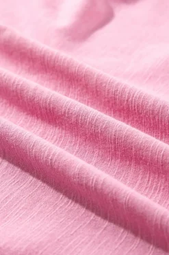 Best Dear-Lover Eyelet Embroidery Scalloped Sleeve Round Neck T Shirt Pink