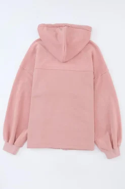 Best Dear-Lover Flap Pocket Drawstring Hood Zip Up Jacket Pink