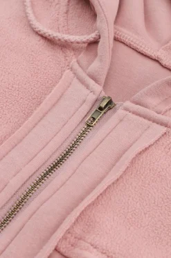 Best Dear-Lover Flap Pocket Drawstring Hood Zip Up Jacket Pink