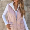 New Dear-Lover Fleece Lined Quilted Vest Coats Pink