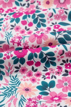 Fashion Dear-Lover Floral Collared Half Placket Short Sleeve Loose Dress Pink