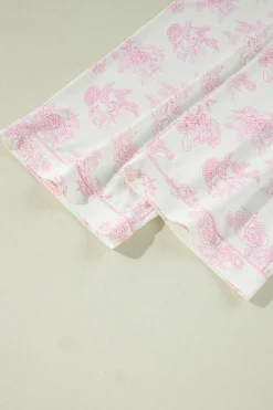 Clearance Dear-Lover Floral Long Sleeve and Pants Pajamas Set Pink