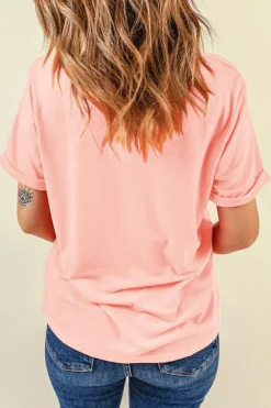 Sale Dear-Lover Floral MAMA Cherry Graphic Crewneck T Shirt Pink